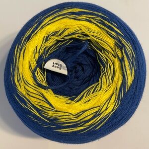 YARN!!! Hobbii Cotton Kings Blue and Yellow Yarn 1 cake